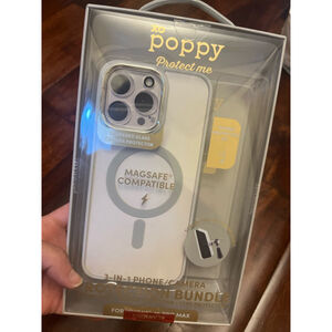 XO POPPY 3-IN-1 phone case/Screen Protector Lens protector for iPhone 15 Pro max